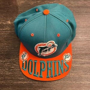 Mitchell & Ness Miami Dolphins Rare Embroidered bill SnapBack Hat NFL